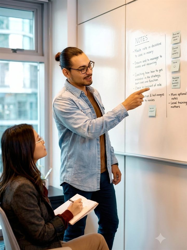 Team-Besprechung am Whiteboard